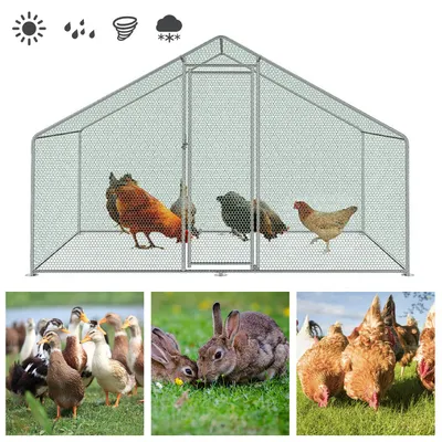 Produktbild von Ikodm Hühnerstall 3x2x2m Querstreben Hühnerhaus Freilaufgehege Kleintierstall Voliere mit PE-Dach