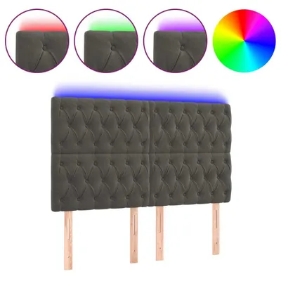 Produktbild von vidaXL LED Kopfteil Dunkelgrau 160x7x118/128 cm Samt