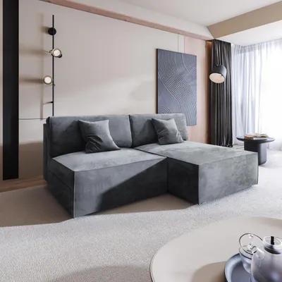 Produktbild von Masseno Ecksofa FIORO M mit Schlaffunktion L-Form, Sofa mit Bettkasten, Wohnzimmersofa, Couch, Soffa, Bettsofa, Couchgarnitur- Grau, MONOLITH 85