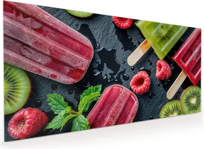 Produktbild von Küchenrückwand Spritzschutz Glas mit Motiv Frisches Eis am Stiel 40 x 40 cm