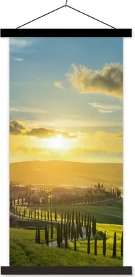 Produktbild von MuchoWow® Textilposter Toskana - Sonne - Italien 90x180 cm mit schwarzem Rahmen - Dekoration Wohnzimmer