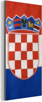 Obrázok produktu pre Nástenná dekorácia Kovový kovový obraz Wall Art 20x40cm Fotografia chorvátskej vlajky Muchowow Hliníkové obrazy