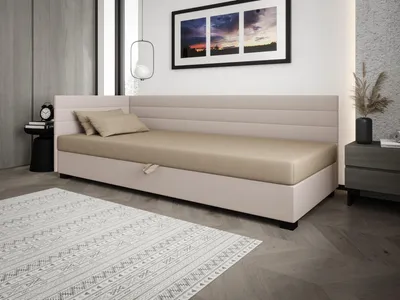 Obrázek produktu pro Čalouněná postel 80x195 KASANDRA PLUS 1 s úložným prostorem - hnědá / ecru