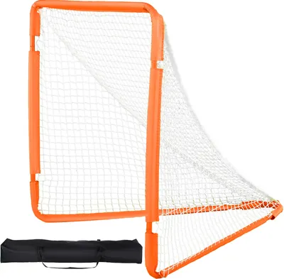 Produktbild von VEVOR Lacrosse-Tor, 4' x 4' kleines Kinder-Lacrosse-Netz, faltbares tragbares Lacrosse-Tor mit Tragetasche, Eisenrahmen-Hinterhof-Trainingsausrüstung, schneller und einfacher Aufbau, perfekt für Jugendtraining, Orange