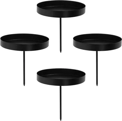 Produktbild von 4 Adventskerzenhalter, Kerzenständer, schwarz, Tischkerzenhalter, 8 cm, Kerzenhalter aus Eisen, Weihnachtskerzenhalter für Adventskranz, Tischdekoration
