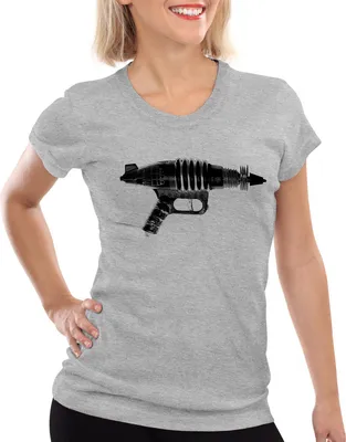 Produktbild von style3 Sheldon Space Gun Damen T-Shirt, Farbe:Grau meliert, Größe:S