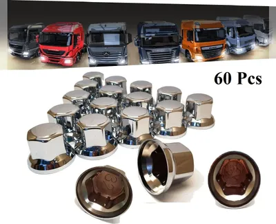 Immagine prodotto di 60 pezzi 32mm. Cappucci per dadi delle ruote Copertura della ruota Tappo cromato per camion
