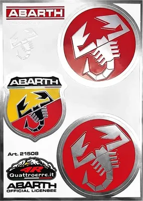 Produktbild von Abarth Chromaufkleber Offizielle 1 Schild und 2 rote Skorpione, Tischmaße 94 x 131 mm