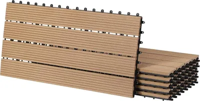 Produktbild von WPC Fliesen, Terrassenfliesen Klicksystem, Balkonfliesen 30x60 cm, für außen : Hellcoffee 12 Farbe: Hellcoffee Stückzahl: 12