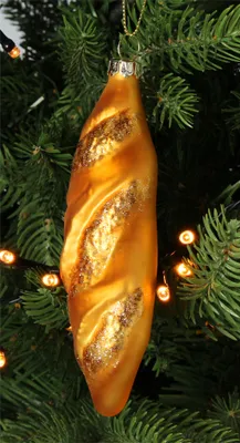 Image de Décoration de sapin de Noël en verre, figurine « baguette » de 13,3 cm, dorée