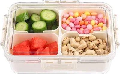 Obrázek produktu pro Plastová krabička na svačinu s přihrádkami – malá plastová krabička – organizér na svačiny – malá úložná krabička