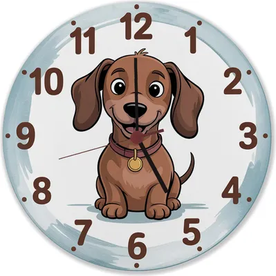 Produktbild von Dackel Cartoon Wanduhr aus MDF für Kinderzimmer