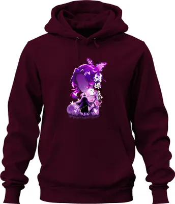Obrázek produktu pro Kimetsu no Yaiba Shinobu Kocho Demon Slayer Uni mikina s kapucí Kapuzenpullover, Burgundy, M