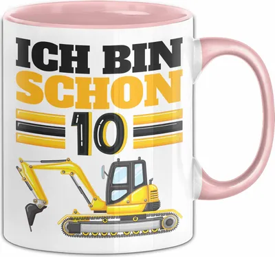 Produktbild von 10. Geburtstag Geschenk Tasse Becher Jungs Bagger Ich Bin Schon 10 (Rosa)