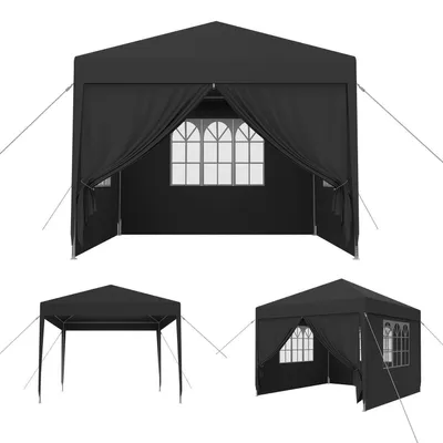 Obrázok produktu pre Záhradný pavilón 3x3 m, vodotesný, s UV ochranou, s bočnými panelmi a oknami, farba antracit