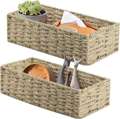 Produktbild von Famanu Aufbewahrungskorb aus Seegras - Handgemacht, 37 x 16,5 x 11 cm, Set von 2