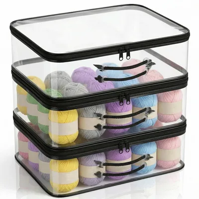 3er-Set Aufbewahrungstaschen aus PVC, 40x30x10 cm, transparent