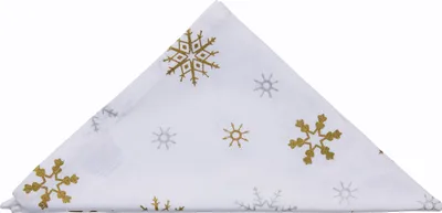 Produktbild von HOMESCAPES Stoffservietten aus Baumwolle mit Schneeflocken-Muster, 4er-Set, weiß