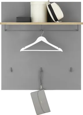Produktbild von Garderobenpaneel - Artisan Eiche Nachbildung - Grau - 85 x 95 cm - mit Kleiderstange