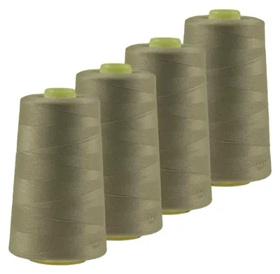Produktbild von 4 x 4572m Qualitäts Overlock-Garn Overlock-Nähgarn Farbe 821 - 860, Farbe:A847 gelbgrau