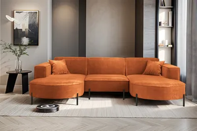Produktbild von Wohnlandschaft U-Form Sofa VALENCIA in Stoff Noel Ziegelrot