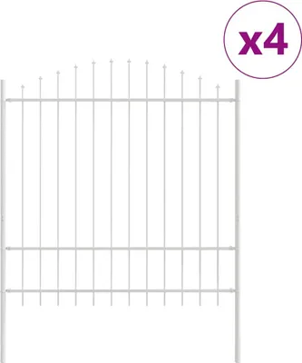 Produktbild von vidaXL Gartenzaun 4 pcs Weiß 170 x 215 cm Pulverbeschichteter Stahl