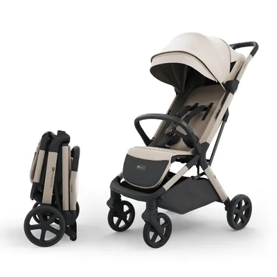 Produktbild von Kinderkraft NUBI 3 Buggy bis 22 kg – automatisch zusammenklappbar, große EVA-Räder, Mesh-Sitz, UPF50+ Verdeck - Beige