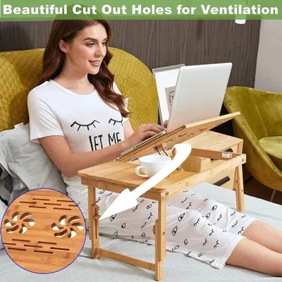 Produktbild von Laptop-Tisch für das Bett, inklappbarer Laptop-Tisch, Laptop-Tisch für dein Bett, Laptop-Untertisch mit inklappbaren Beinen