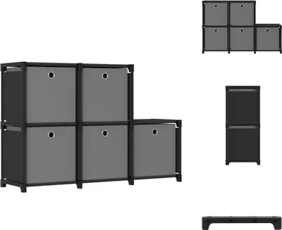 Zdjęcie produktu dla vidaXL Półka sześcienna z 5 pudełkami czarna 103x30x72,5 cm tkanina - Regały i półki na książki