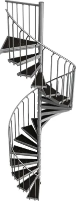Produktbild von Spindeltreppe Ø 130 cm | Höhen: 342-359 cm | 18 Stufen, ein Podest | WPC-Stufenbelag, Feuerverzinkt
