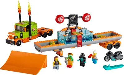 Productafbeelding van LEGO City 60294 - Stuntshow-truck, speelgoedmotorfiets en duikbad