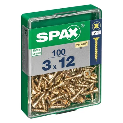Immagine prodotto di Set di 100 viti in acciaio a testa svasata pozidriv SPAX, Diam.3 mm x L.12 mm