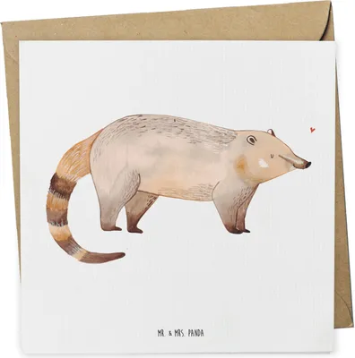 Produktbild von Mr. & Mrs. Panda Grußkarte Nasenbär - Weiß - Geschenk, Glückwunschkarte, anlasskarte, Nasenbären, Lustige Sprüche, Klappkarte, Rüsselbär, Bär, faltkarte, doppelkarte
