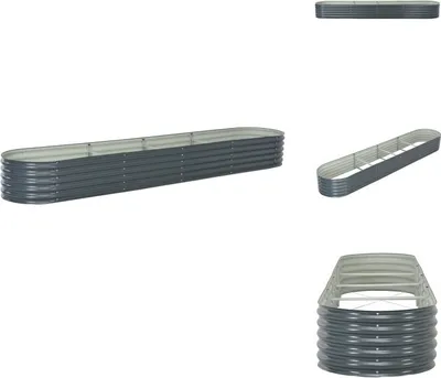 Immagine prodotto di vidaXL Letto da giardino rialzato 400 x 80 x 44 cm Acciaio zincato Grigio - Vasi e fioriere