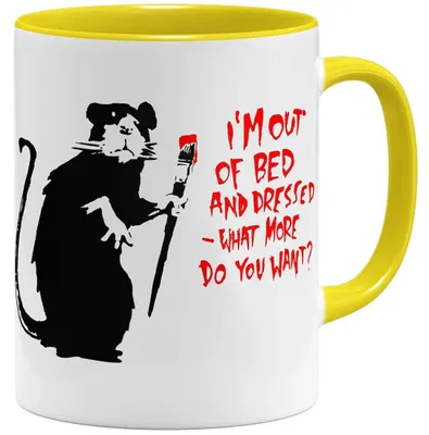 Kaffeebecher mit Spruch, Keramik, 325 ml, Gelb