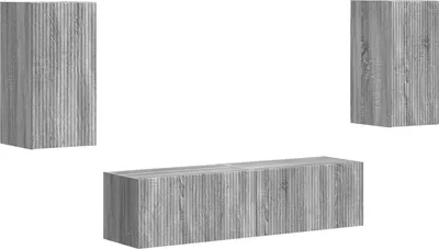 Image de Ensemble de meubles TV vidaXL, 4 pièces, bois aggloméré gris Sonoma