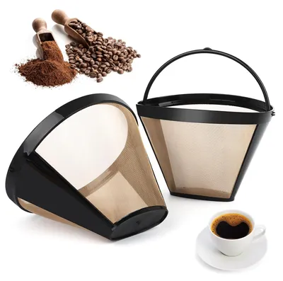 Produktbild von 2 Edelstahl-Kaffeefilter, wiederverwendbare Filter für 8-12 Tassen