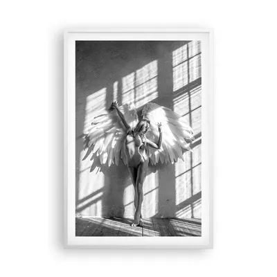Produktbild von Gerahmtes Poster - Weißer Rahmen - Flügel Frau Tanz - 61x91,5 cm - Wand Bild - Wanddeko - Wandbilder - Kunstposter - Wandposter - Bilderrahmen - Bilder - Kunstdruck - Wanddekoration - P2WPA61x91-5149