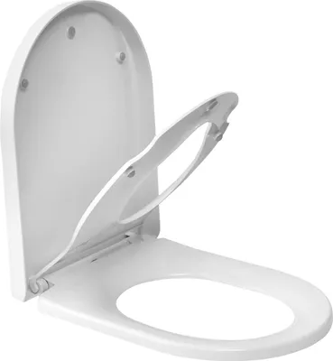 Produktbild von WC-Sitz - Toilettensitz - D-Form - Antibakteriell - Magnetischer Kindersitz - Schnellverschluss - Softclose mit Absenkautomatik - Offene Front - Weiß