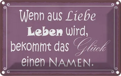 Produktbild von vianmo Blechschild 20x30 cm Glück wenn aus Liebe Leben wird Spruch Zitat