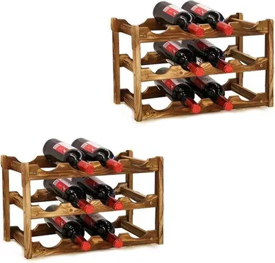 Immagine prodotto di Portabottiglie in legno massiccio per 24 bottiglie - Conservazione rustica delle bottiglie di vino per la casa e il bar
