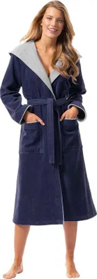 Produktbild von Famanu Bademantel mit Kapuze für Damen - Baumwolle, Kuitlänge, Regular Fit