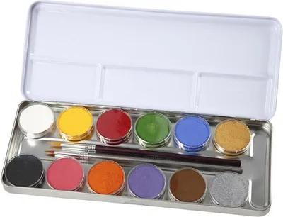 Image de Eulenspiegel 212004 - Palette de maquillage en métal, 2 pinceaux et 12 couleurs