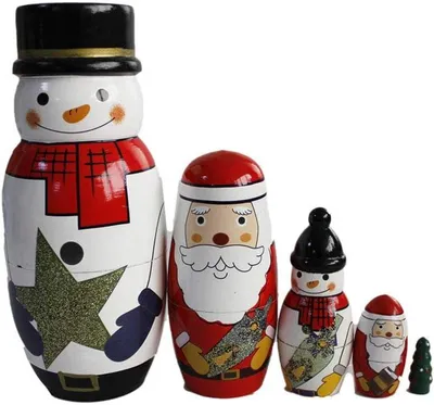 Productafbeelding van Houten Kerstmis matryoshka kerstman nesting dolls - Russische nestelpoppen set houten stapelpoppen kinderen