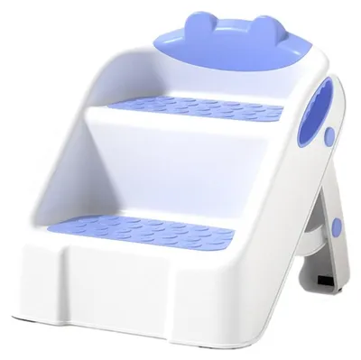 Produktbild von Zimilo Tritthocker Kinder, Faltbarer Tritthocker mit Anti-Rutsch-Beschichtung, für Badezimmer, Toilette und Waschbecken, stabil und platzsparend, Blau
