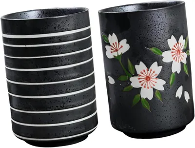 Produktbild von 2 Stück Vintage Keramik Teetassen im japanischen Stil für Zuhause und Büro