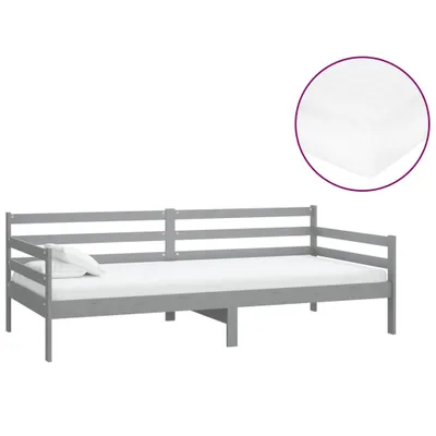 Obrázek produktu pro Denní postel s matrací 90 x 200 cm šedá masivní borové dřevo