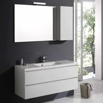 Immagine prodotto di Mobile bagno con cassetti 120cm bianco foresta specchio pensile | Manhattan