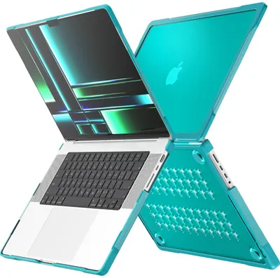 Produktbild von Mobigear Stoßfeste Schutzhülle für MacBook Pro 16 Zoll (2021-2026), Hartschalenhülle, Grün - Modell A2485 / A2780 / A2991 / A3186 / A3428 / A3429