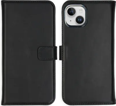 Image de Selencia Bibliothèque en cuir véritable pour l'Apple iPhone 15 Plus - Noir
